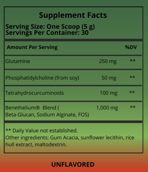 Supplement fact Benethelium IBS/IBD